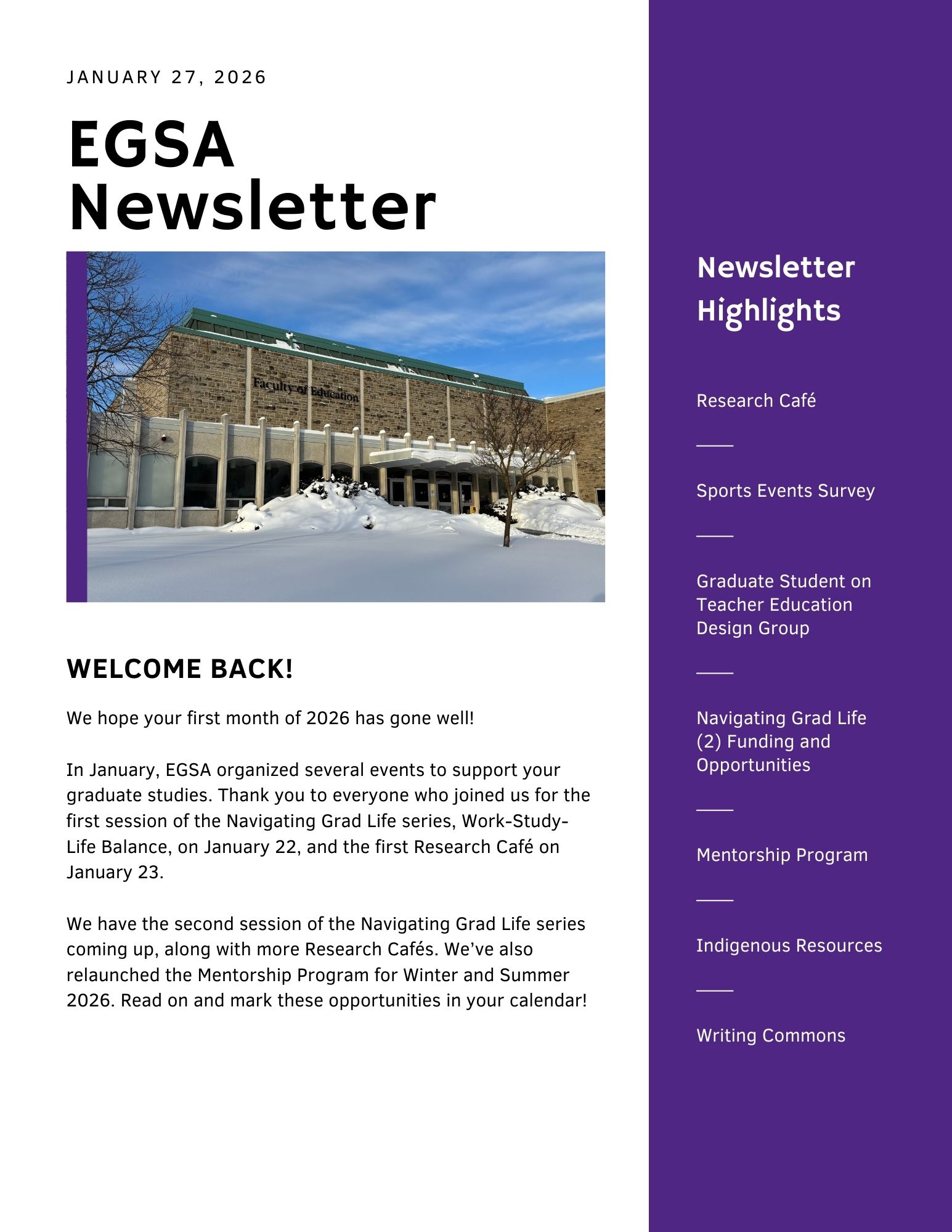 EGSA Newsletter January 2026